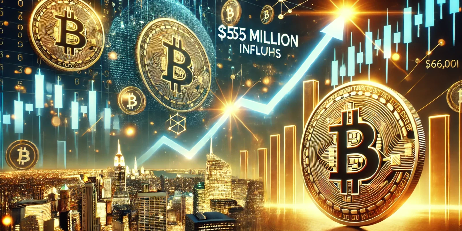 Bitcoin ETFs Soar with $555M Inflows as Prices Surge Past $66K