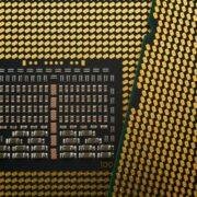 A processor die closeup, representing the compute behind training a distilled AI model