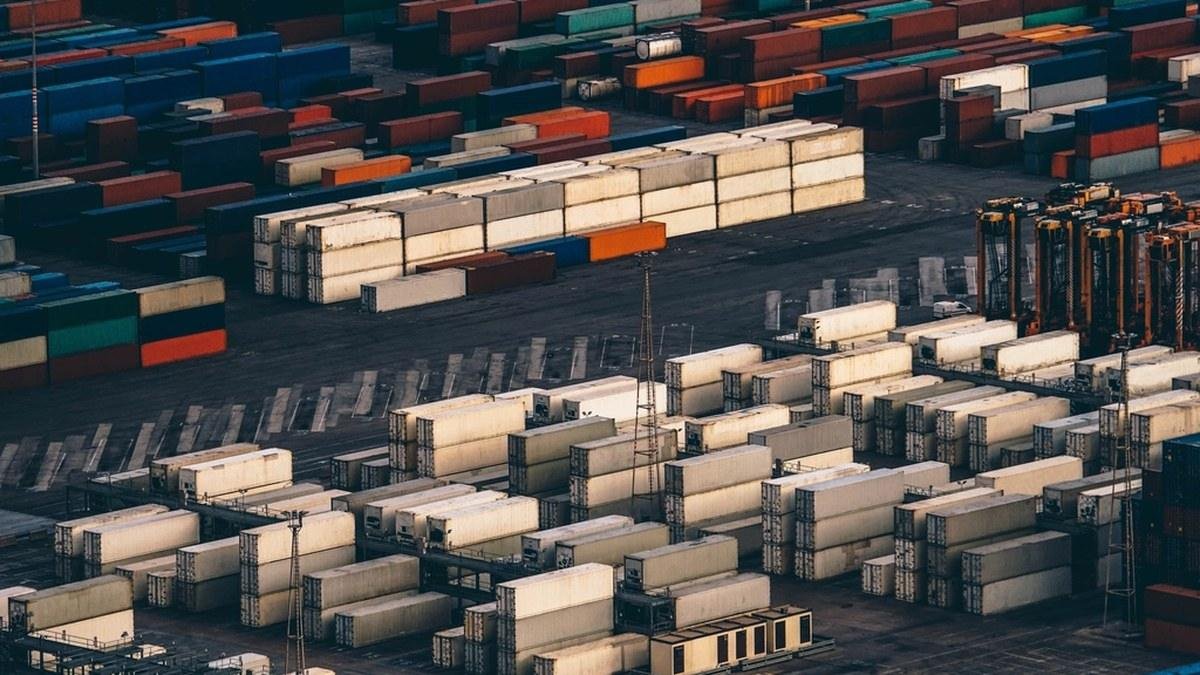 Shipping containers representing assets locked on one chain and claimed on another